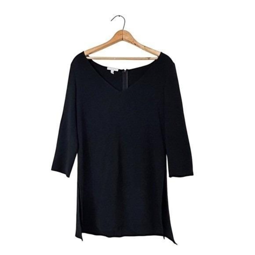 Vintage 90's Anne Klein Split Hem Black Tunic Top - Medium